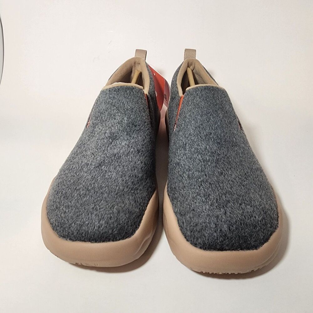 UIN Women's Walking Shoes Slip On  Comfort Cuenca shoes(Deep Grey Wool) Size 9
